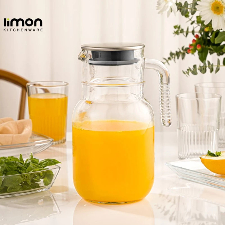 پارچ شیشه ای 1 لیتری درب استیل